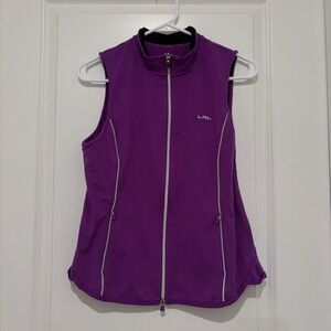 Lauren Ralph Lauren Vest Women Medium Active Full Zip Purple Stretch Performance